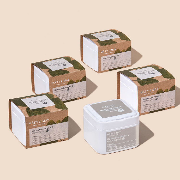 Mary & May - Niacinamide Vitamin C Brightening Mask Pack 煙酰胺 +維他命C美白補濕面膜| Vegan 純素配方 30 塊 - 平行進口