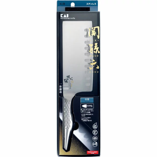 貝印 Kai - 日本製關孫六｜不鏽鋼一體成形｜中式廚刀 165mm - 平行進口