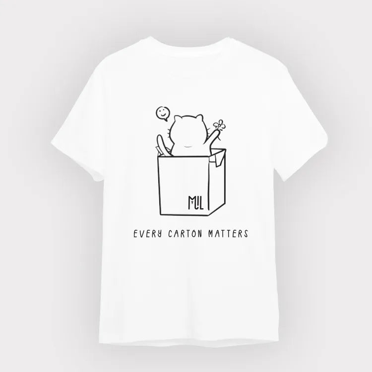 Mil Mill 喵坊 - 預訂｜喵坊Tee (紙箱喵喵款 - 白色)