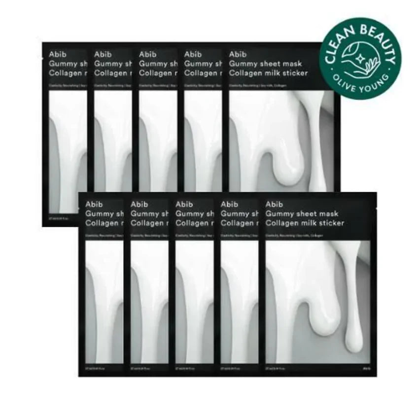 Abib - 口香糖面膜 膠原乳 Collagen milk sticker 27ml x 10片 - 平行進口