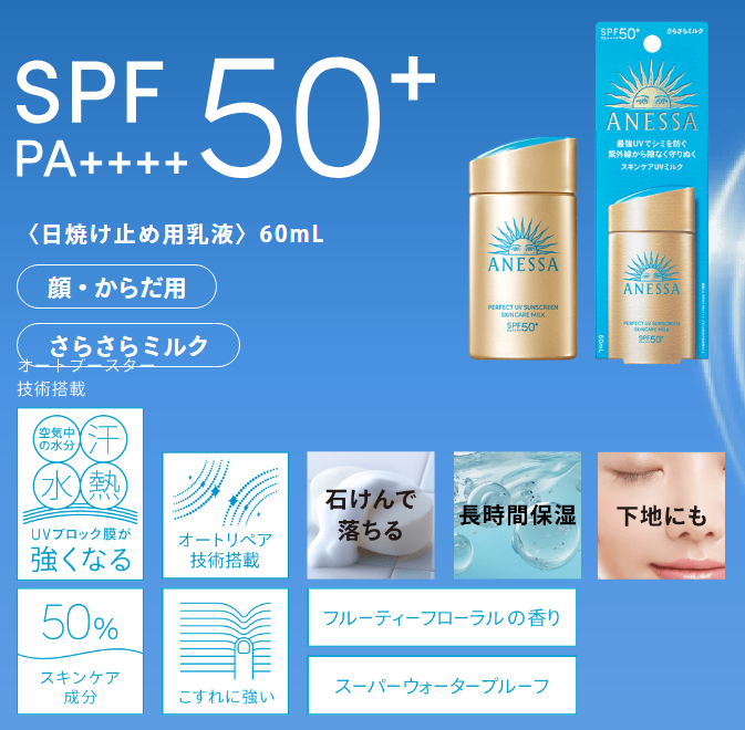 ANESSA - 超防水美肌UV防曬乳液 SPF50+ PA++++ 60ml (金色) - 平行進口