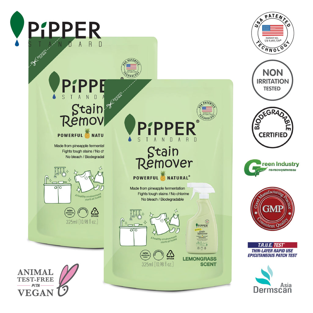 PiPPER Standard - 【2包】鳳梨酵素萬用去霉去漬劑補充裝｜檸檬草香 325ml