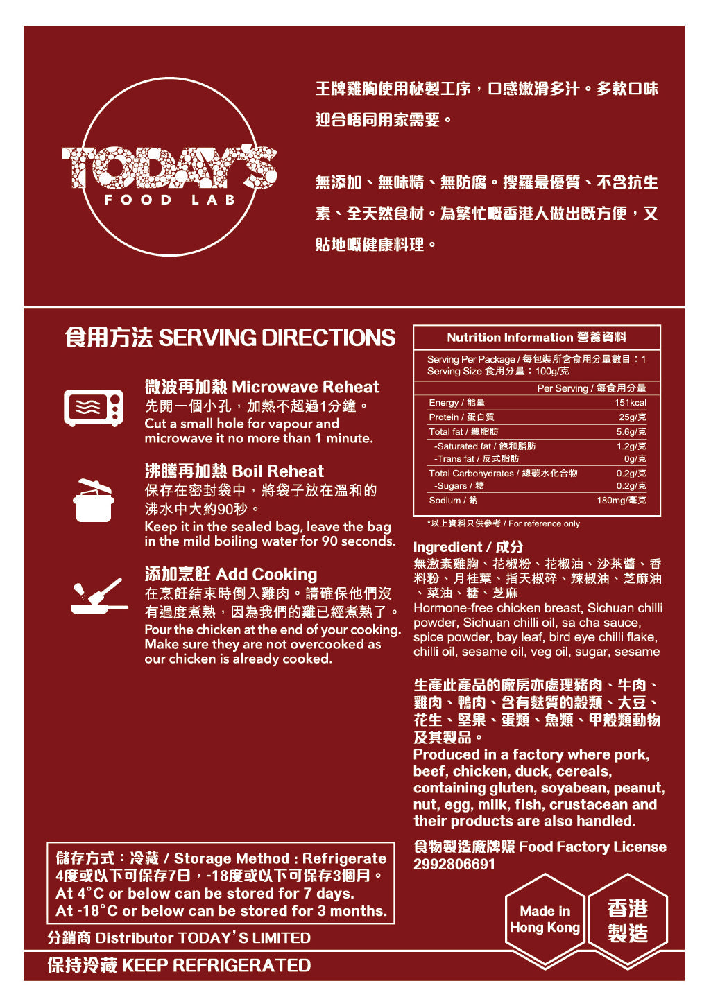 Today's Food Lab - 即食雞胸 & 雞肉丸試食套裝｜每款口味各一