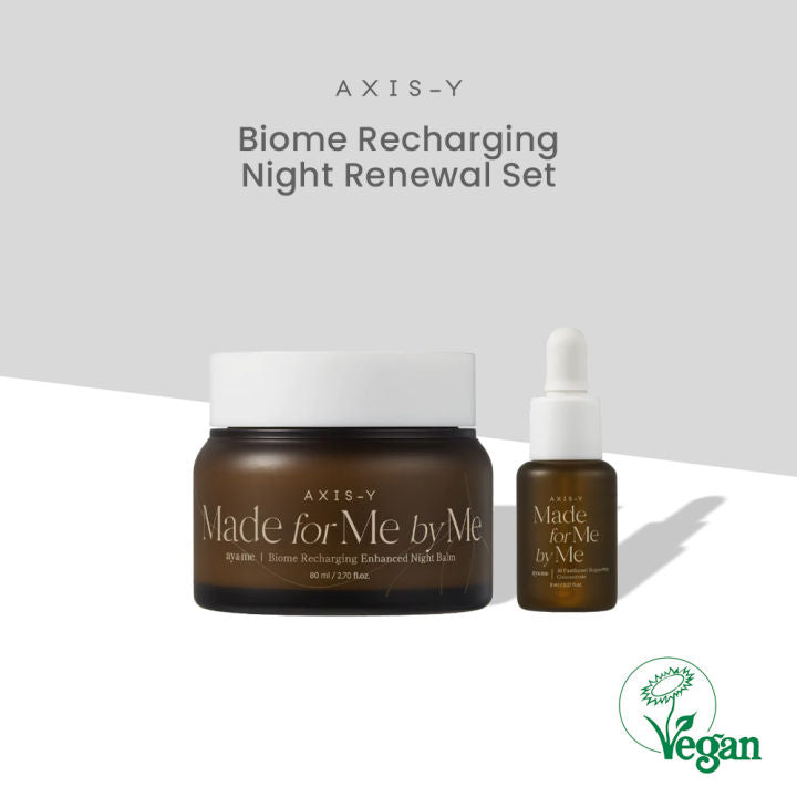 AXIS-Y - 【Ay&me 系列】Biome Recharging Night Renewal Set 晚間益生煥膚組合裝 (晚霜 80ml  + 滋養液 7ml )｜Vegan 純素配方 - 平行進口