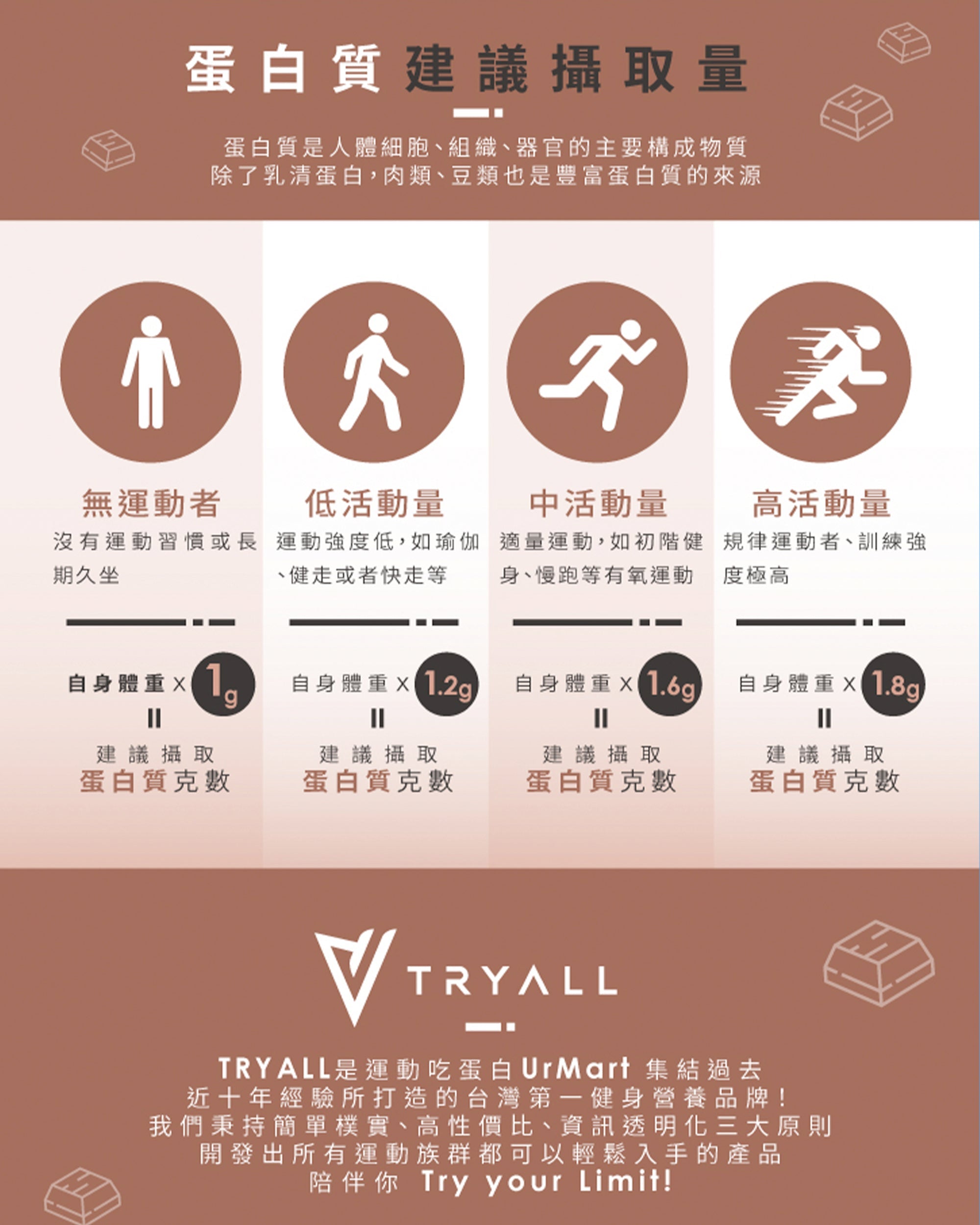 TRYALL -【10包裝】機能植物蛋白飲｜輕輕活力深可可奶｜30g/包