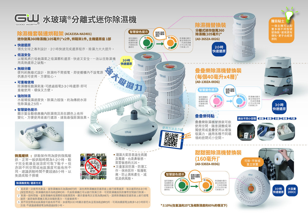 Good Worth -【Set B 抽濕機優惠裝】主機還原座 + 2件360除濕機 + 多功能烘鞋架