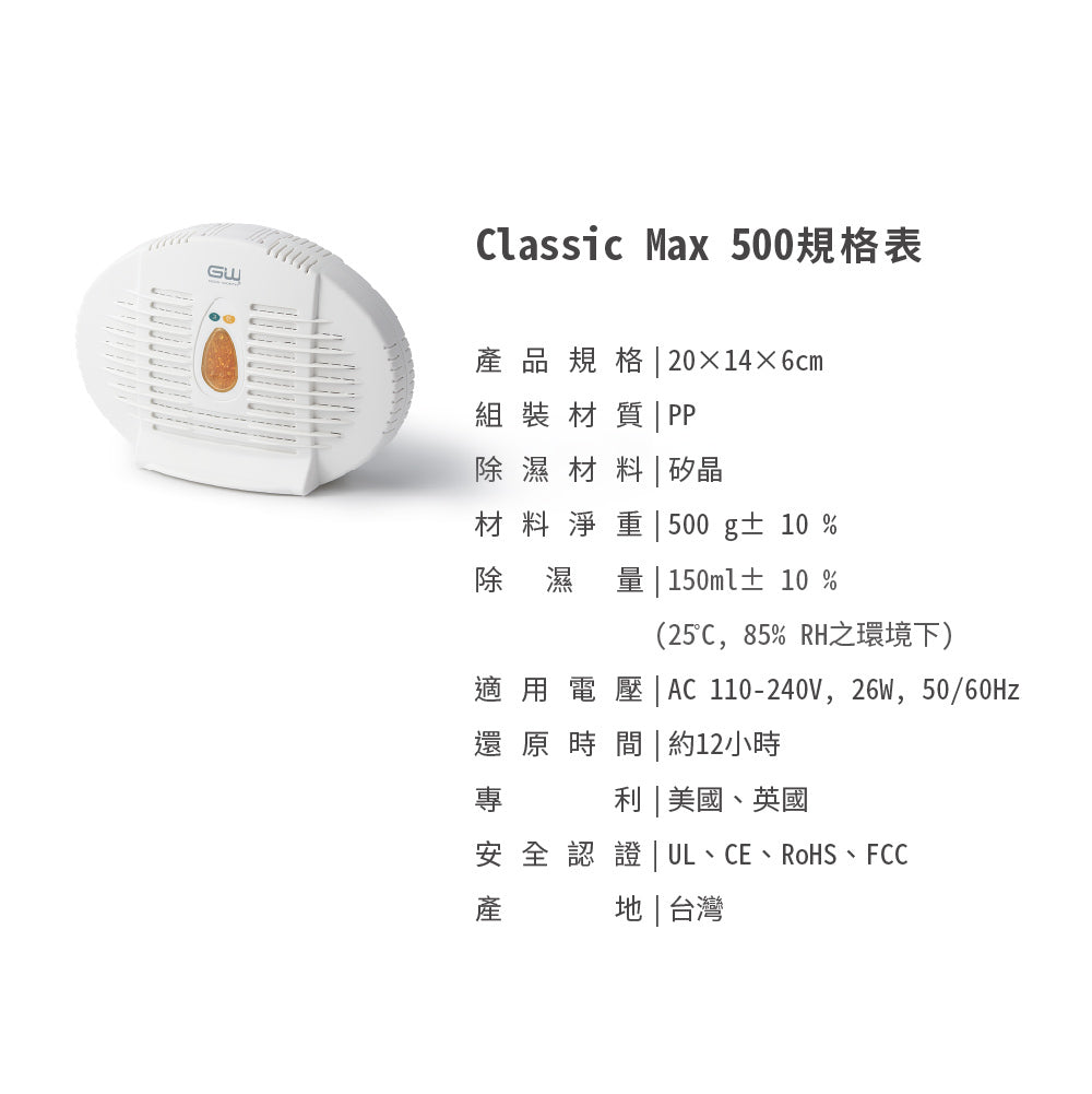 Good Worth -  無線慳位除濕機 150ml +/- 10%｜附電插 - 加熱還原後循環使用