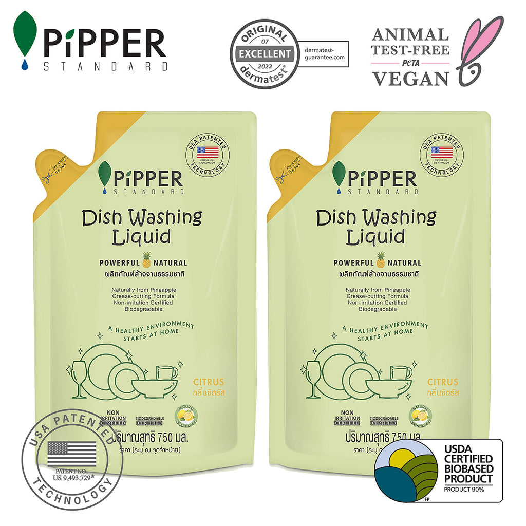 PiPPER Standard -【2包】防敏感 天然菠蘿酵素洗潔精補充裝 750ml｜柑橘香