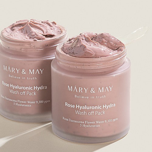 Mary & May - Rose Hyaluronic Hydra Wash off Pack 大馬士革玫瑰 + 無花果補濕抗氧泥膜｜Vegan 純素配方 125g